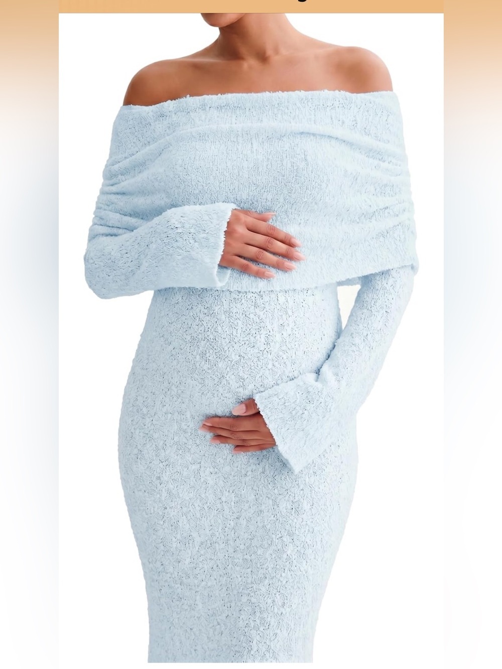 NWT Maternity Long Sleeve Off Shoulder Sheer Bodycon Cover Up Size Large/XLarge